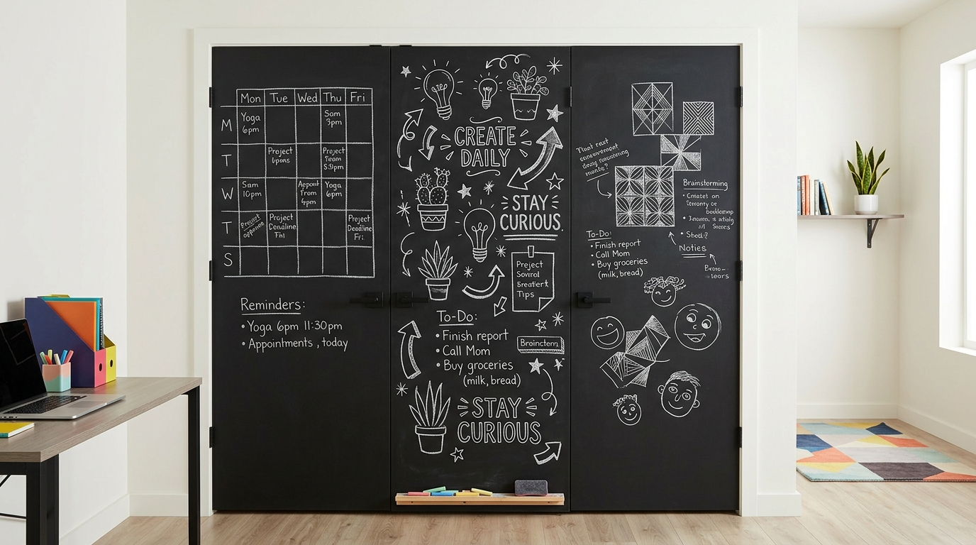 Use bi-fold doors when clearance is tight